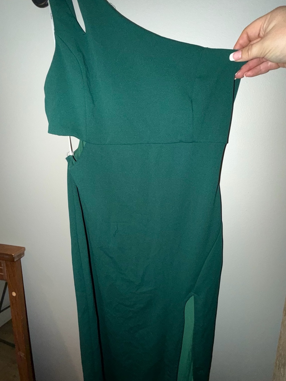 Lulu's Deep Green One-Shoulder Evening Gown